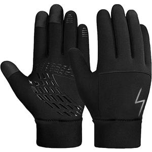 Kids Winter Gloves Back Water Repellent Touchscreen Warm Fleece Anti-slip for Boys Girls Teen 3-15 Years (Black)