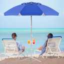 Aoxun Portable Umbrella with Stand, 6.5ft Sun Shade Umbrella with Stand, Lightweight Adjustable Standing with Sand Anchor and Carry Bag, Instant Sun Protection, Easy to Carry, Blue
