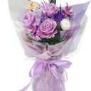 BestFlower Flowers Roses Bouquet Gifts for Her, Preserved Flowers Bouquet Gifts for Women, Gift Bouquets for Your Wife, Mom and Best Friend/ Girlfriends/ Purple Rose Bouquet
