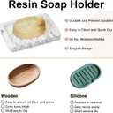 2 x Resin Soap Dish Bathroom,Self Draining Marble Look Soap Holder for Shower,Soap Tray for Kitchen,Sink(Marble White)