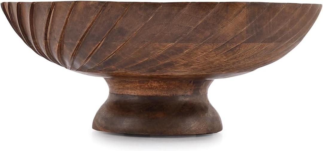 Mahasu Fruit Bowl Wooden Fruit Bowl for Kitchen Counter for Home Decor or Decorative Fruit Bowl for Table (12" X 12'" X 4.75")