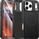 TUTUKII Compatible with iPhone 17 Pro Max Case with Screen Protector, Shockproof, Compatible with MagSafe, 3-Layer Drop Protection, Heavy Duty Magnetic Phone Case Cover, 6.9", Black/Black
