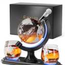 Gifts for Men Dad Christmas, Kollea Globe Whiskey Decanter Set with Space Rocket Inside, 7 Colors Led Liquor Decanter, Cool Gifts for Husband Brother Whiskey Lover, for Birthday Anniversary Home Bar