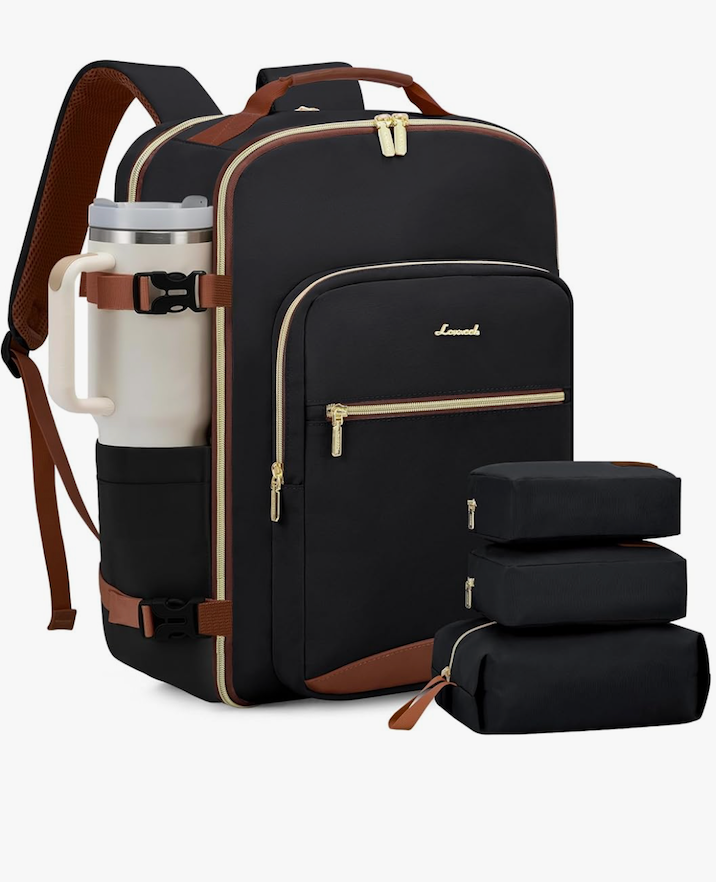 LOVEVOOK 40L Travel Backpack for Women & Men, Airline Approved Carry On Luggage with 3 Packing Cubes, TSA Overnight Bags, Waterproof Personal Item Bag, Weekender Essentials Backpacks fits 17" Laptop