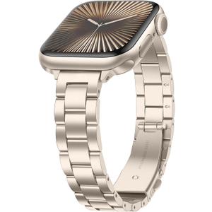 Anlinser Bands Compatible with Apple Watch Band 42mm 41mm 40mm 38mm, Women Slim Stainless Steel Metal Strap for iWatch Series 10 9 8 7 6 5 4 3 2 1 SE (Starlight)