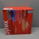 Pyrex Mixing Bowl Set: 322 1qt, 323 1.5qt, 325 2.5qt, 326 4qt Glass Bowls with 322-PC Green, 323-PC Orange, 325-PC Cadet Blue & 326-PC Red Lids - Made in USA