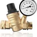 RVGUARD RV Water Pressure Regulator Valve, CSA Approved, Lead-Free Brass Adjustable Water Pressure Reducer with Gauge and Inlet Screen Filter for RV Camper Travel Trailer