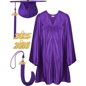 Geyoga Preschool and Kindergarten Graduation Gown and Cap, Tassel with 2025 Charm for Child (36, Purple)