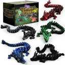 Impossmaker 5PCS Dark Series 12" 3D Printed Dragon Set – Articulated Crystal Dragons, Cool Desk Toys for Adults & Teens, Unique 3D Printed Animals, Gothic Fantasy Decor, Novelty Gift for Men & Boys