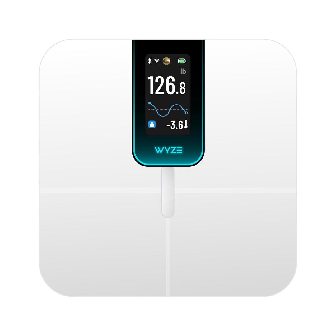 Wyze Scale Ultra, Smart Scale with 4.3" Color Display, Digital Bathroom Scale for Body Weight BMI Muscle Mass Composition, Wi-Fi & Bluetooth Body Fat Scale with Heart Rate- White