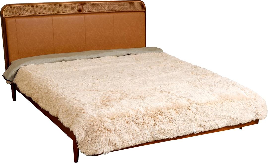 Waterproof Dog Bed Cover, Dog Pad Soft Plush Pet Blanket with Anti-Slip Back for Bed Couch Sofa, Furniture Protector for Small, Medium and Large Dogs and Cats (Beige, 68"x82")