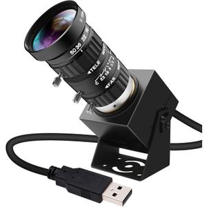 IFWATER 4K USB Webcam 1080P@120fps High Speed Camera With CS-Mount 5-50mm 10X Telephoto Zoom Manual Lens 12MP Close-Up Capability OpenCV Compatible Plug-and-Play for Live Streaming,Industrial Projects