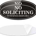 No Soliciting Sign for House, 2 Pack Self-Adhesive Aluminum Metal No Solitation Do Not Knock or Ring Bell Sign, 7.0 x 3.0 inches Rust Free Signs for Door and Wall (Black/White)