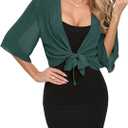 TASAMO Women's 2026 Summer Lightweight Short Bolero Cardigan Shrug Sheer Tie Front Top 3/4 Sleeve Jacket for Dress XXL