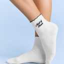 xo, Fetti Maid of Honor Sock - White Ribbed Socks with Black Embroidery | Maid of Honor Gift, Bridal Party Socks, Bachelorette Party, Wedding Day Gift, Bridal Shower, Getting Ready Outfit (White)