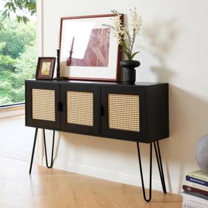 Netstar Entryway Table, Sofa Table, Console Tables for Entryway, Behind Couch Sofa Narrow Long, Foyer Tables w/Storage Drawers for Entry Way Hallway Living Room, Wood Boho Farmhouse, Black