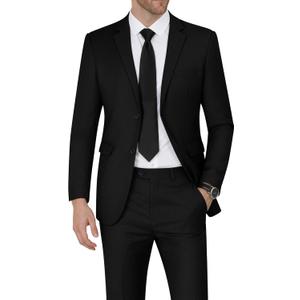 WEEN CHARM Men's Suits Slim Fit 2 Piece Two Button Blazer Wedding Prom Tuxedo Single Breasted Jacket Pants Set (42R/L, Black01)