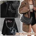 Punk Pants Chain Goth Skull Wallet Chain Biker Jean Pocket Y2K Chain Unisex Pant Trouser Skull Chain for Men Women Accessories Birthday (Silver)