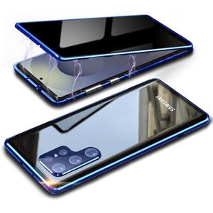 Magnetic Privacy Case for Samsung S25 Ultra,Anti Peeping Screen Protector Double-Sided Tempered Glass Metal Bumper Anti SPY Cover,360 Degree Phone Case for Samsung Galaxy S 25 Ultra,Blue