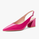 GENSHUO Women's Slingback Closed Toe Block Chunky Low Heel Pumps - 2.36 Inches Office Wedding Party Dress Shoes, Color Hot Pink, Size 8