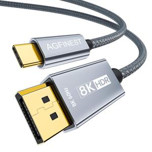 USB C to DisplayPort 1.4 Cable 6ft, 8K@60Hz 4K@144Hz HDR, USB Type C to DP Cable 32.4Gbps HBR3 DSC, Thunderbolt 4/3 Compatible for MacBook Pro, Dell XPS, iPhone 16, Galaxy, Gaming Monitor