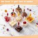 Mifoci 100 Set Mini Plastic Dessert Plates with Tasting Spoons and Pipettes, 2.5" Small Clear Disposable Square Appetizer Trays, Reusable Clear Plastic Mini Plates for Desserts Cake Fruit