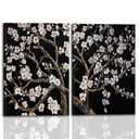 2Pcs Framed Tree of Life Botanical Canvas Print Wall Art Vintage Black Floral Wall Poster Print Decoration Living Room Bedroom Office Gallery Decor Ready to Hang 16×24 inch