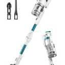 Eureka NEC185 Cordless Stick Vacuum Cleaner Convenient for Hard Floors, Rechargeable Handheld Vacuum Cleaner Portable with Powerful Motor Efficient Suction,White
