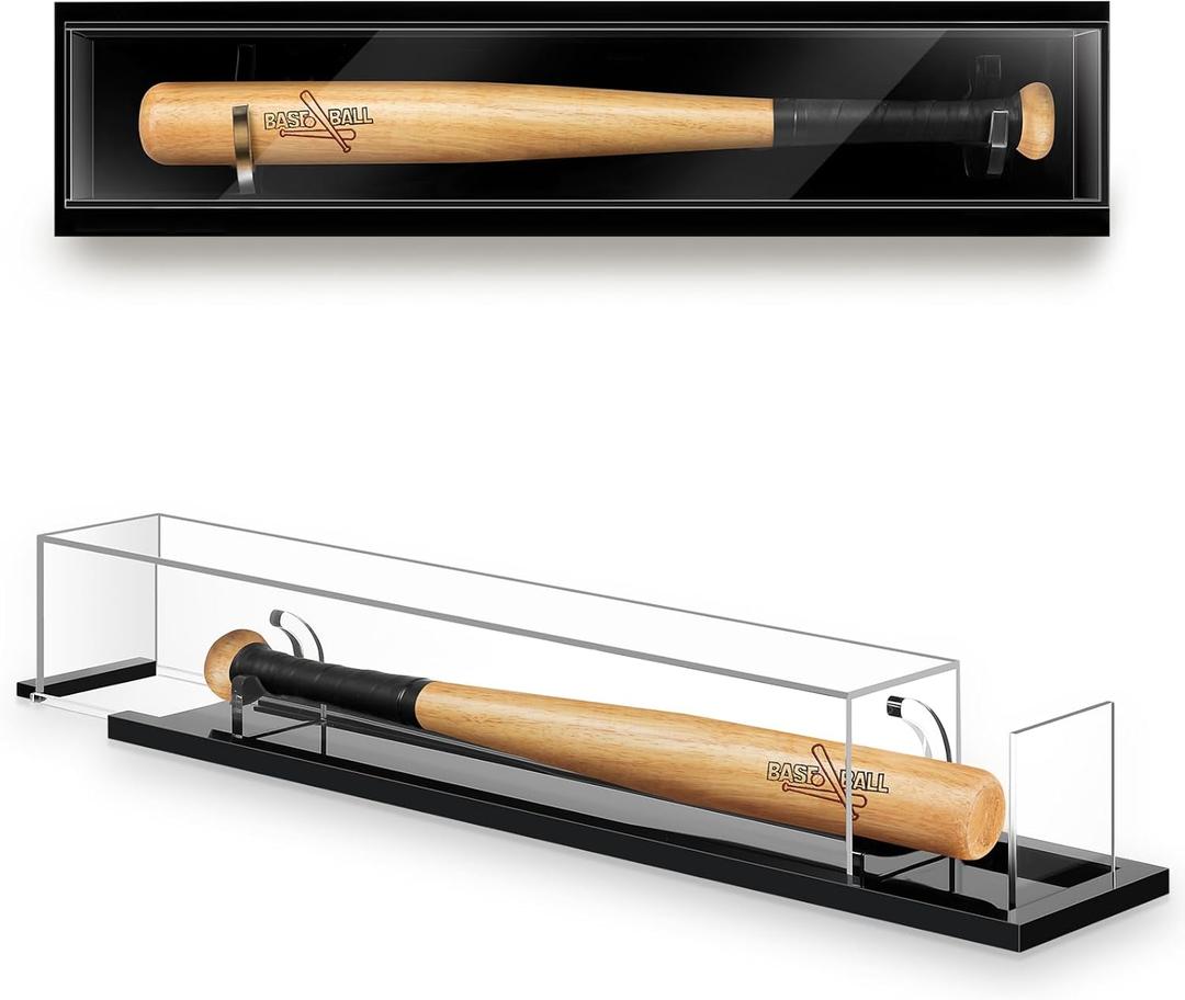 Mini Baseball Bat Display Case Wall Mounted 21.18 x 4.72 x 3.74 Inches Tabletop Bat Display Case W/98% UV Protection Holder for Sport Collector Memorabilia Birthday Gift
