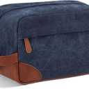 Vorspack Large Toiletry Bag Hanging Dopp Kit for Men Water Resistant Canvas Shaving Bag with Large Capacity for Travel - Navy Blue