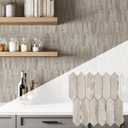 KASARO Peel and Stick Backsplash Long Hexagon Wall Tile, 10-Pieces PVC Self Adhesive Mosaic Tiles, Marble Beige Slate with Vintage Gold Stripes Decorative for Kitchen, Bathroom and Fireplace