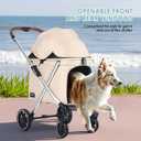 X6 Pet Stroller, Dual-Side Entry for Medium Large Dogs & Cats, 180 Detachable Canopy, All-Terrain Wheels, Shock Absorption, One-Hand Fold, Supports Up to 70 Lbs, Beige