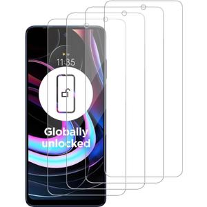 4 Pack Glass Screen Protector Compatible for Motorola Edge (2021) / Motorola Edge 5G UW / XT2141 [9H Hardness]-HD Screen Tempered Glass, Scratch Resistant,Easy Install [Case Friendly]
