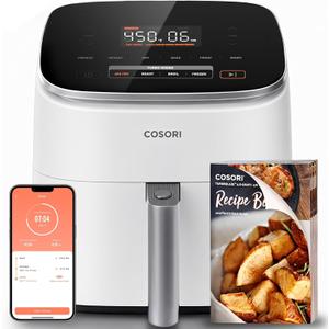 Cosori 9-in-1 TurboBlaze Air Fryer 6 Qt, Smart Control, 90450F, Shake Reminders, Precise Heating for Even Results, Air Fry, Roast, Bake, Broil, Dry, Frozen, Proof, Reheat, Keep Warm, 120V, Cream