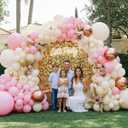Pink Ivory Rose Gold Balloon Arch Kit  Double Stuffed Light Pink Cream White Balloons with Gold Butterflies for Baby Shower, Bridal, Birthday, Princess, Engagement, Garden Party Decorations