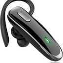 Bluetooth Headset V5.4, Wireless Bluetooth Earpiece with Built-in Dual ENC Mic 10Hrs Talk Time 180 Days Standby for Cell Phone Computer, Mute Buttons Hands-Free Headphones for Trucker/Driver/Business (Black)
