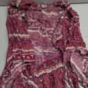 AELSON Women's Boho V Neck Print Romper Playsuit With Long Flare Sleeves, Rose, Small