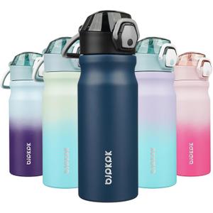 BJPKPK Insulated Water Bottle 18oz Stainless Steel Water Bottles with Straw and Carry Handle Double Wall Metal Thermal Flask,Navy Blue