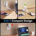 65W for MacBook Pro Charger,5-in-1 Retractable Wall Charger Plug for iPhone 17,3.94 ft PD USB C&Lightening Cable&3 Ports,Fast Charging Block for Mac Book Pro/Air,M1 M2 M3 M4 M5,iPad Pro,Galaxy,Pixel