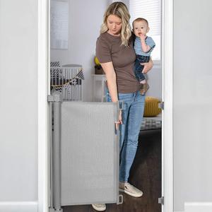 YOOFOR Retractable Baby Gate, Extra Wide Safety Kids or Pets Gate, 33 Tall, Extends to 55 Wide, Mesh Safety Dog Gate for Stairs, Indoor, Outdoor, Doorways, Hallways (Black, 33"x55")