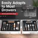 5 x Aujen Silverware Organizer - Expandable Kitchen Drawer Organizer, Adjustable Utensil Organizer, Cutlery Tray for Forks, Knives, Multipurpose Kitchen Organizers and Storage Solution, Black, Medium