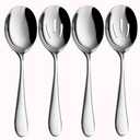 AYFDISHS 4-Piece Serving Spoon Set - Includes 2 Serving Spoons and 2 Slotted Spoons, Large Cutlery for Catering Buffet, Mirror Polished, Dishwasher Safe, 8.7 Inches, Silver