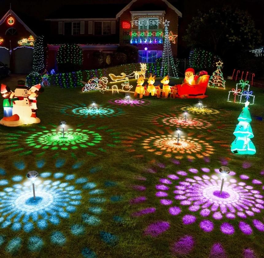 Kingsyard 8 Pack Solar Pathway Lights Outdoor Waterproof IP67, Bright Color Changing & Warm White LED Solar Lights for Outside Garden Yard Landscape Path Christmas Walkway Decor