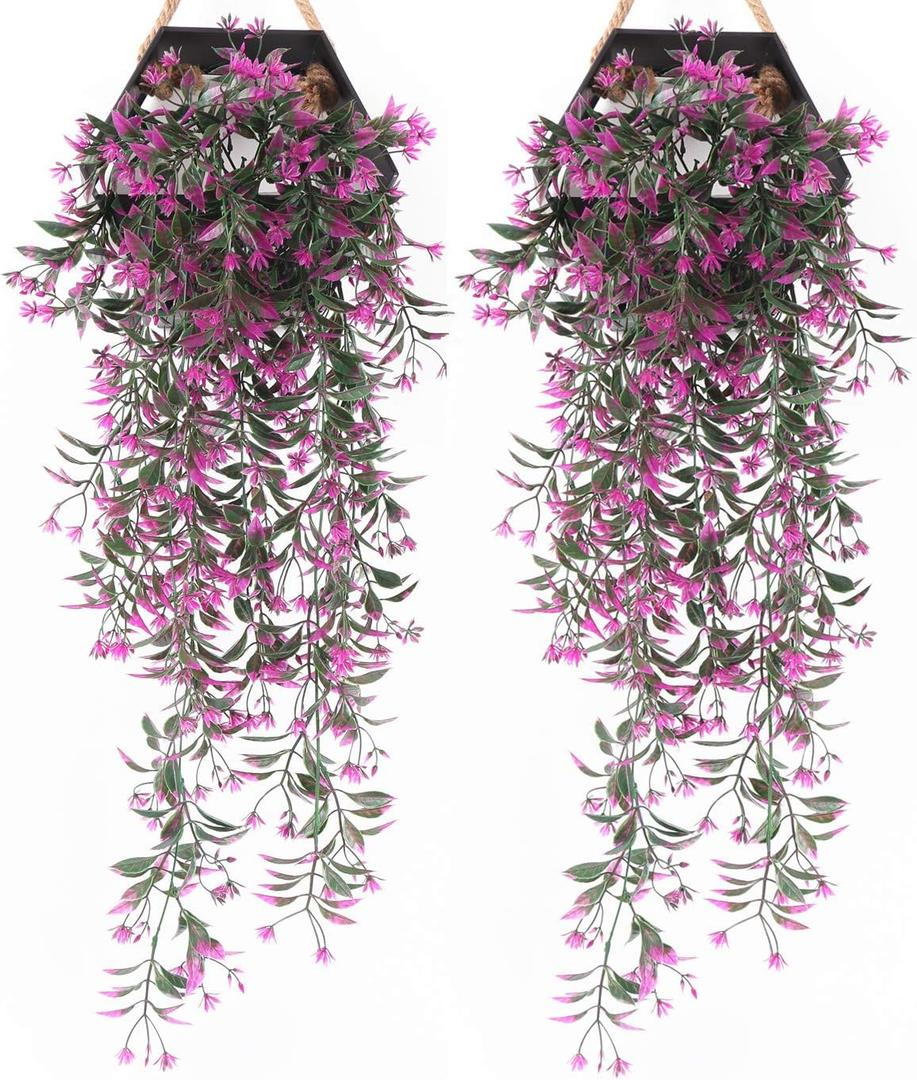 Artificial Hanging Ivy, PASYOU Vine Plastic Plants Grass Leaves Foliage Vines, UV Resistant Greenery Fake Flowers for Home Indoor Outdoor Garden Door Wall Wedding Party DIY Decoration - Fuchsia 4 Pack Artificial Hanging Ivy, PASYOU Vine Plastic Plants Grass Leaves Foliage Vines, UV Resistant Greenery Fake Flowers for Home Indoor Outdoor Garden Door Wall Wedding Party DIY Decoration - Fuchsia 4 Pack