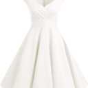 Bbonlinedress Women's Retro Vintage Cocktail Party Wedding Prom 1950s Summer Formal Swing Pin Up Dress Off White M