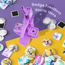 Button Maker Machine, Square & Round Button Badge Press Kit- 50pcs Square Magnet Button(2'' x 2'') + 50pcs Circle Pinback Button(58mm), Button Press Making Kit for Parties, Events, Business, School