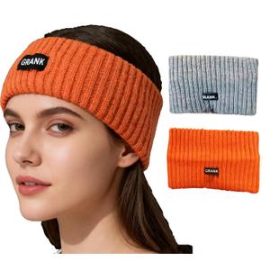 XEF Ear Warmer Headband for Women Winter Knit Elastic Wide Head Wrap Winter Ear Muffs Fashion Sports Headbands Sweatband Orange Grey