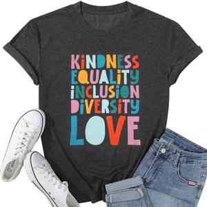 Teacher Shirt Women Inspirational Letter Print T-Shirt Special Education Teacher's Day Tee Tops (Gray, M)
