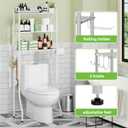Simple Trending Over The Toilet Storage Rack, Metal 3 Tier Bathroom Organizer Shelf with Paper Holder and 3 Hooks, White