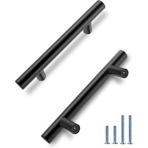 HBL' 10 Pack | 3-1/2 Inch Center to Center Matte Black Cabinet Pulls Kitchen Cabinet Handles, Made of Stainless Steel, Ideal for Cabinet,Drawer,Cupboard and Wardrobe.